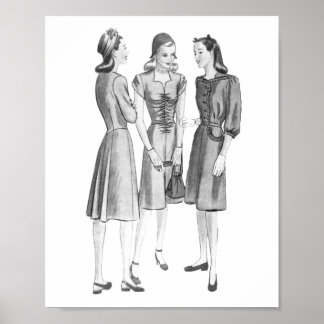 Poster de Moda V2 BW Vintage 1940s