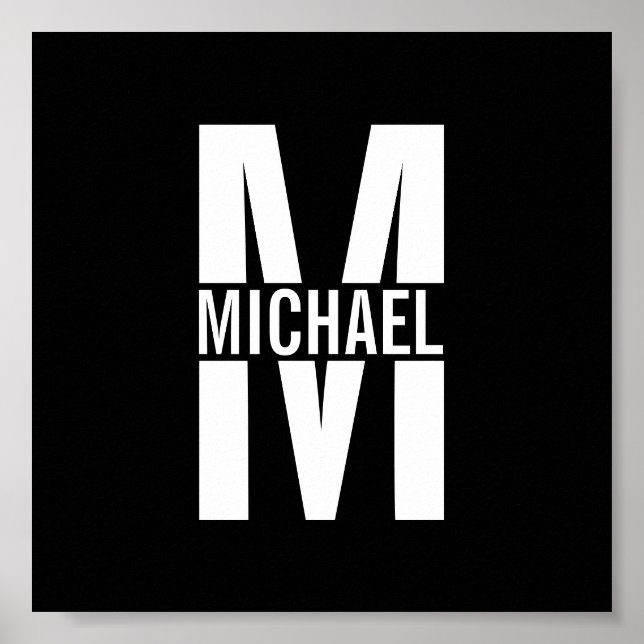 Poster de Monograma e Nome Personalizado (Frente)