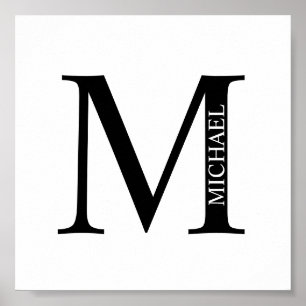 Poster de Monograma e Nome Personalizado