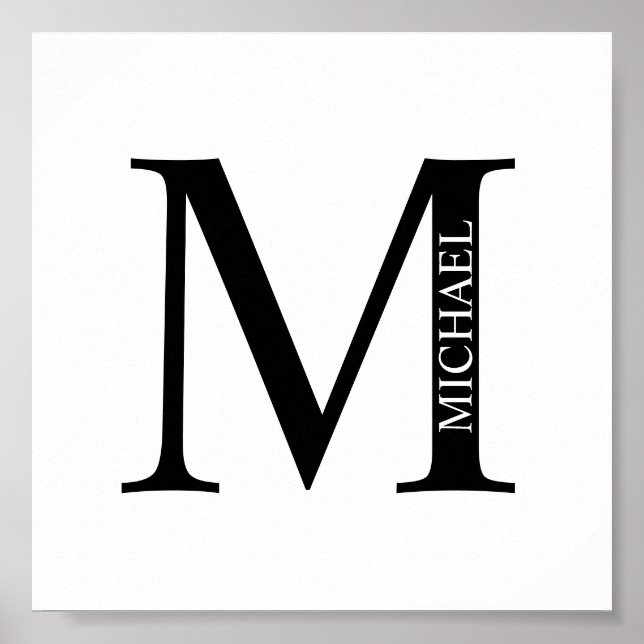 Poster de Monograma e Nome Personalizado (Frente)