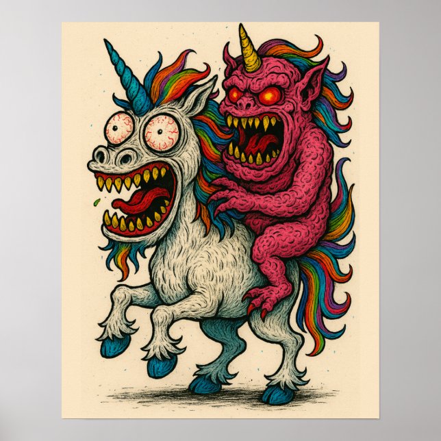 Poster de Monstro do Unicórnio e do Cérebro (Frente)