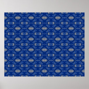 Poster de Mosaico Azul Silver