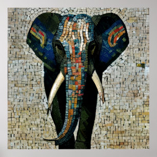 Poster de mosaico elefante simulado