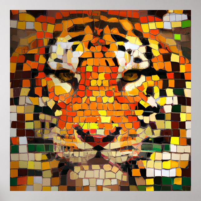 Poster de mosaico simulado Tiger (Frente)