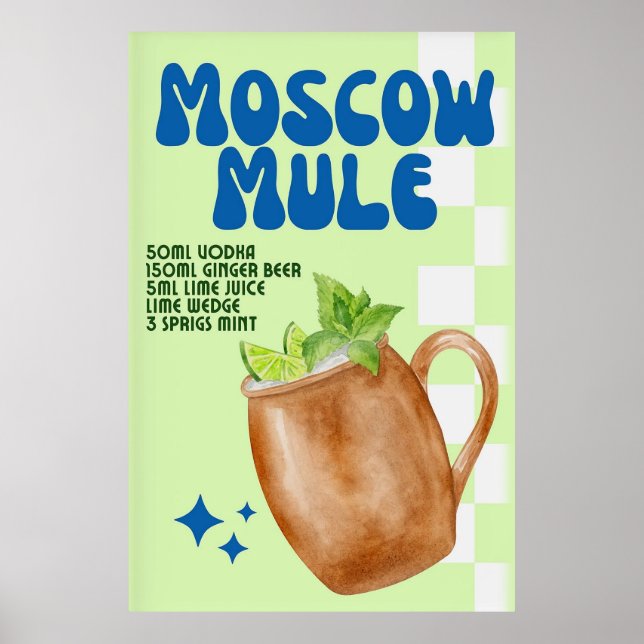 Poster de Moscou Mule Retro Cocktail (Frente)