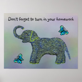 Poster de Motivação da Sala de Aula de Elefante de