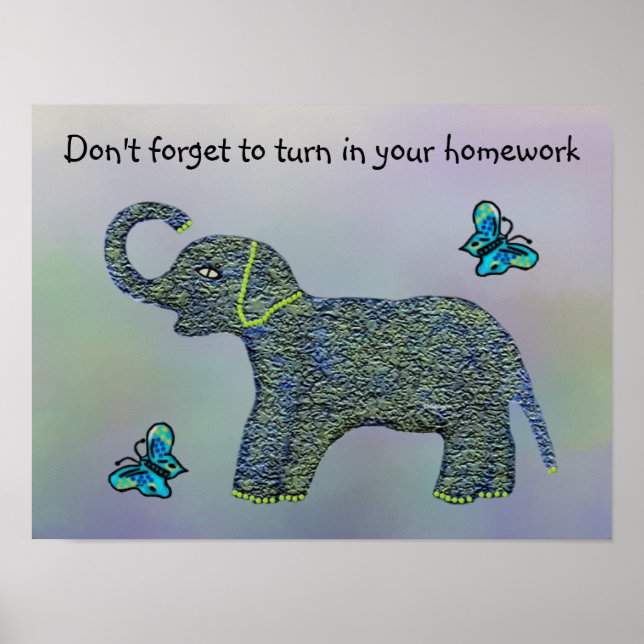 Poster de Motivação da Sala de Aula de Elefante de (Frente)