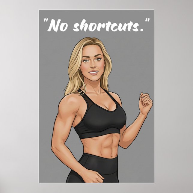 Poster de Motivação Fitness - Sem Atalhos (Frente)