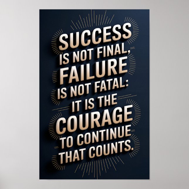 Poster de motivação para o sucesso e a coragem (Frente)