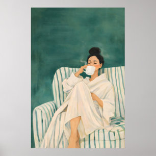 Poster de Mulher Bebendo Café, Manhã Aconchegante