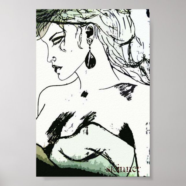 Poster de mulher, perfil lateral (Frente)