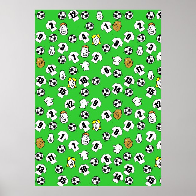Poster de Muro de Futebol Design com Camisas Branc (Frente)