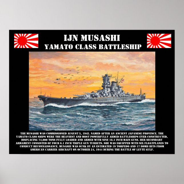 Poster de Musashi, nave de batalha IJN (Frente)