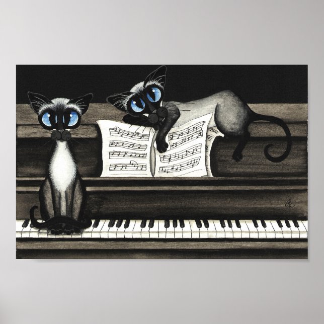 Poster de Música Piano de Gatos Siameses (Frente)