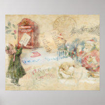 poster de Natais vintages "Carta aos Papais noeis"