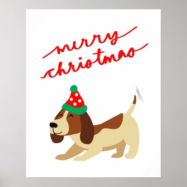Poster de Natal, Cachorro Cachorro Poster, Festivo (Frente)