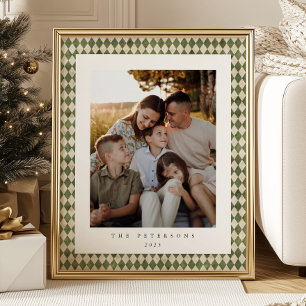 Poster de Natal da Família Personalizada da Xadrez