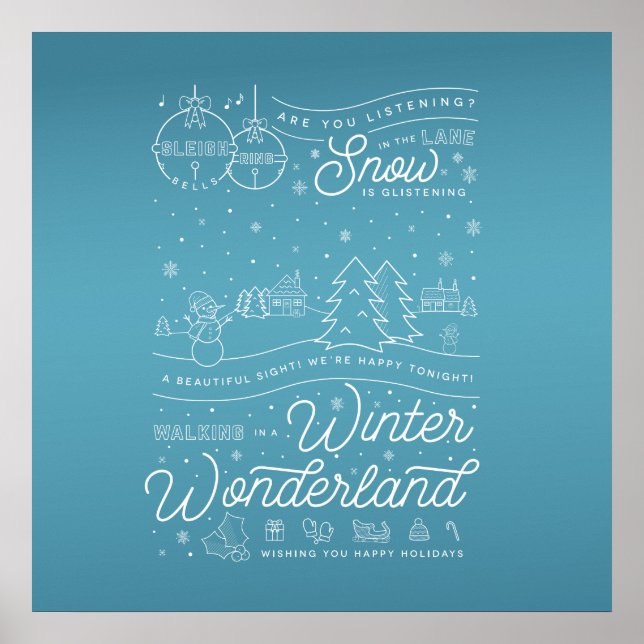 Poster de Natal da Wonderland 24x24 / Azul (Frente)