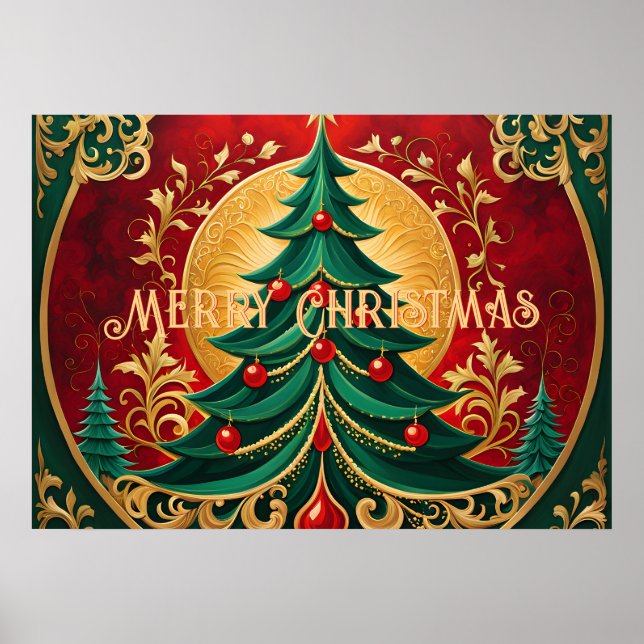 Poster de Natal de Férias de Árvore (Frente)