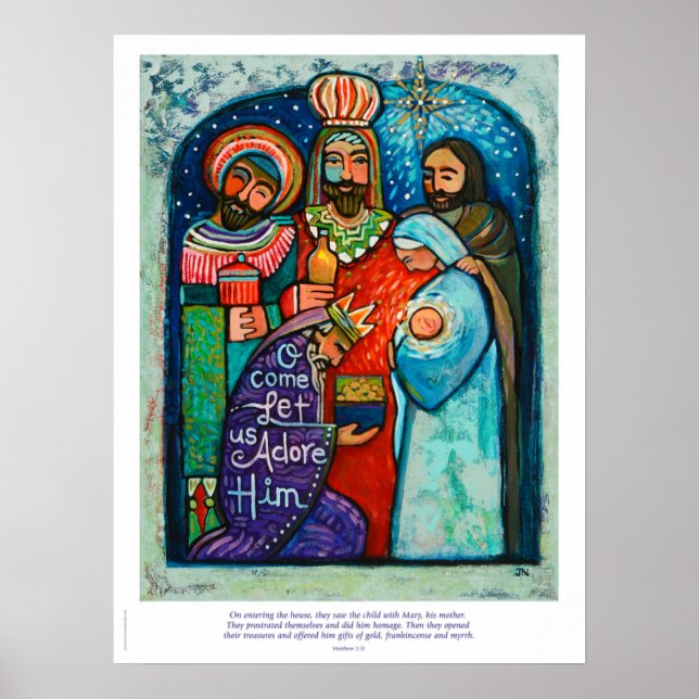 Poster de Natal de Três Kings, versículo de Matthe (Frente)