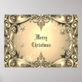 Poster de Natal Decorativo Dourado