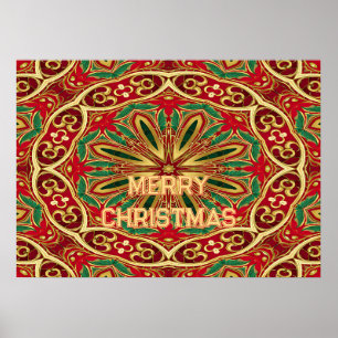 Poster de Natal Dourado Vermelho