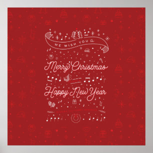 Poster de Natal Feliz 24x24 / Vermelho