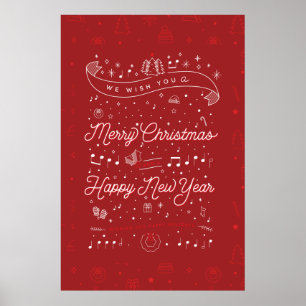 Poster de Natal Feliz 24x36 / Preto