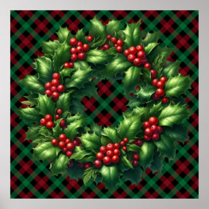 Poster de Natal Holly Wreath