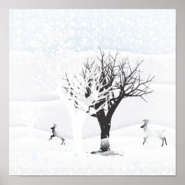 Poster de Natal Snowy Fairy Tale. Floresta de Fant