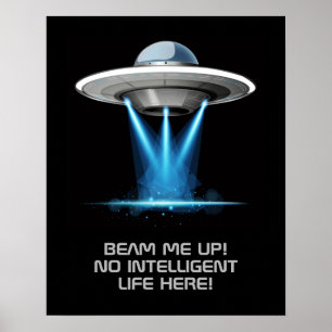 Poster de nave espacial OVNI de texto personalizad