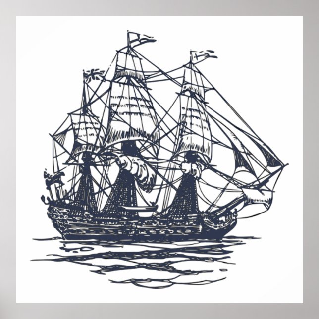 Poster de navio náutico (Frente)