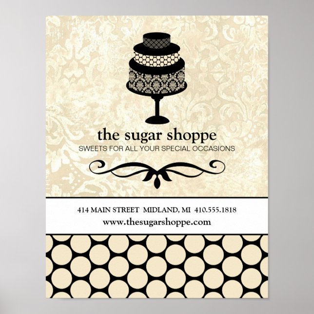 Poster de negócios de Bakery ou Designer de Bolo ( (Frente)