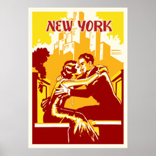 Poster de New York do vintage - cores mornas