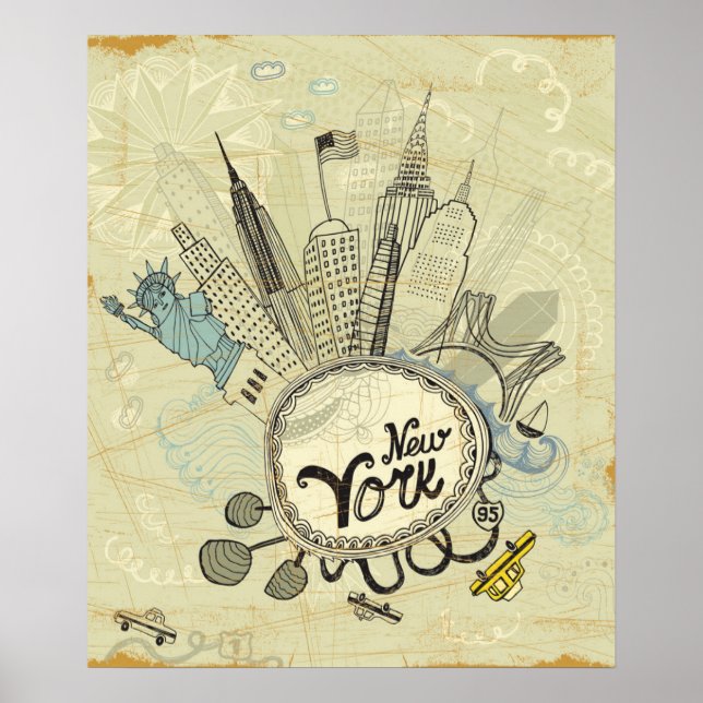 Poster de New York Doodle (Frente)