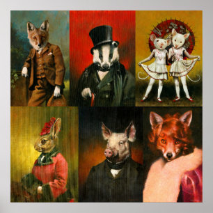 Poster de nimais fechados de Vintage