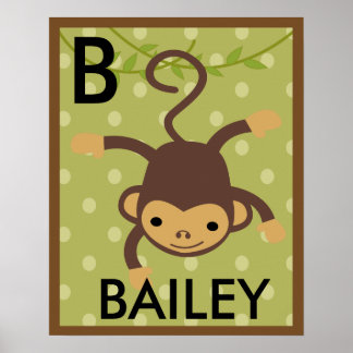 Poster de Nome de Arte do Macaco Selvagem Personal