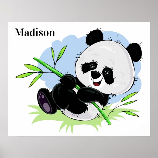 Poster de nome personalizado de Panda Fofo (Frente)