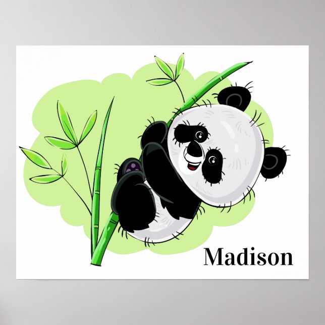 Poster de nome personalizado de Panda Fofo (Frente)