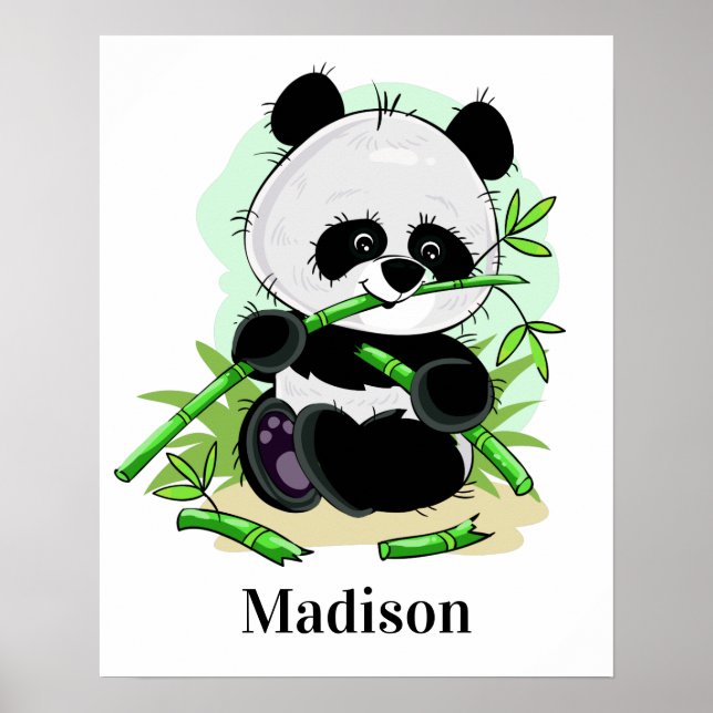 Poster de nome personalizado de Panda Fofo (Frente)