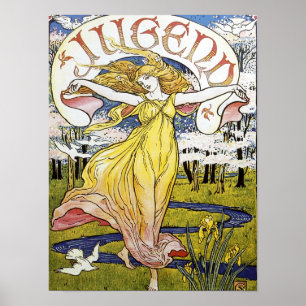 Poster de Nouveau da arte de "Jugend" do guindaste