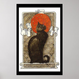 Poster de Nouveau da arte do gato preto/bate-papo
