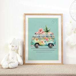 Poster de Nursery de Barramento de Aquarela Pastel