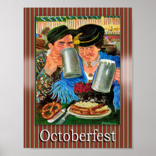 Poster de Octoberfest de cartão postal muito antig