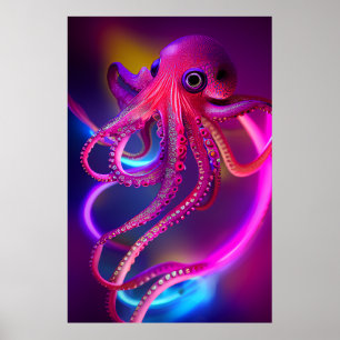 Poster de Octopus Colorido - Arte Digital Monstro