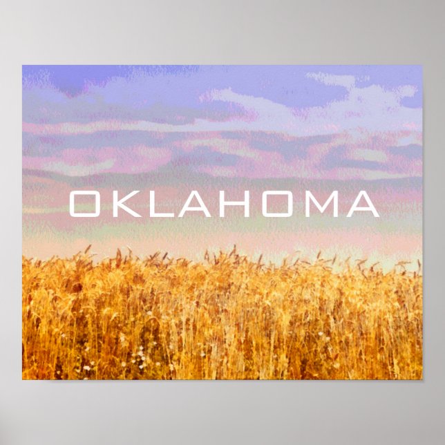 Poster de Oklahoma com campo de trigo e arte céu (Frente)