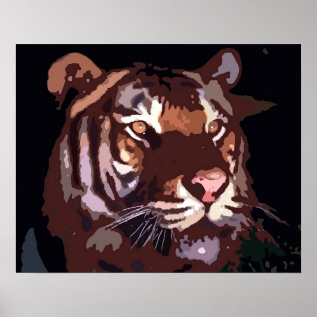 Poster de Olhos de Tigre de Luz Negra Motivador (Frente)