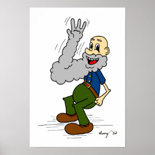 Poster de ondulação da barba do ancião