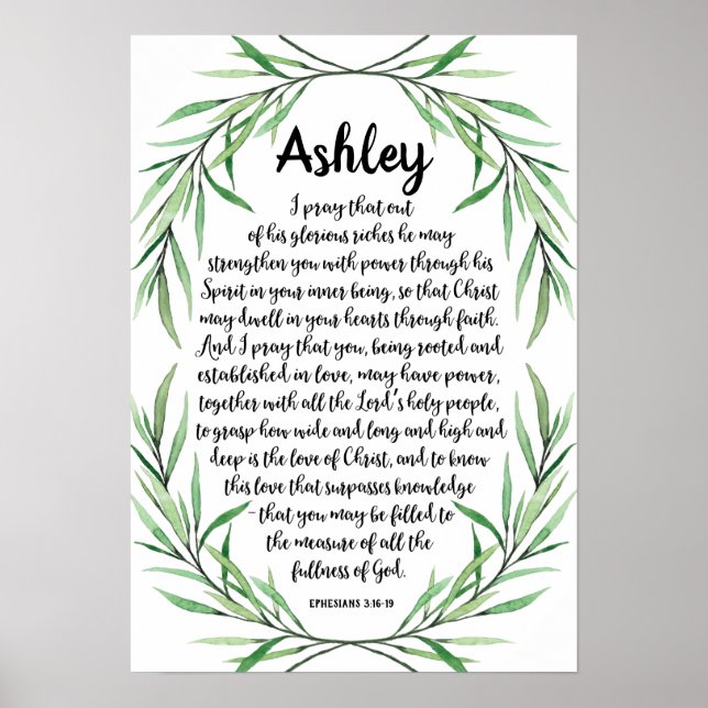 Poster de Oração de Caligrafia Personalizada, Eph. (Frente)