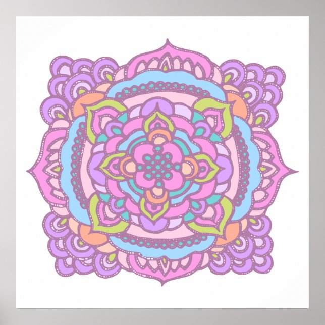 Poster de Ornamento de Traceração Colorida Brilhan (Frente)